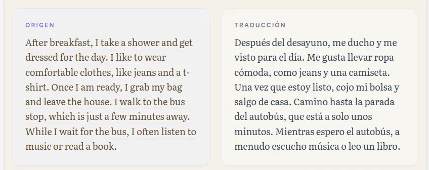 Persona leyendo una historia bilingüe en inglés y español en una tablet